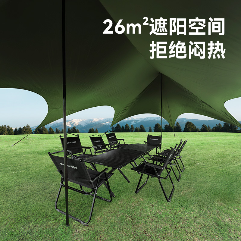 Blackdog Negro al aire libre tienda de sombreante vinil acampado rápido partido camping aire libre cuerda sombreante