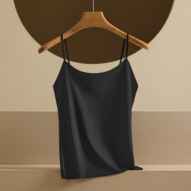 Nueva seda de hielo desnuda sin costuras hermosa camisola trasera para mujer, ropa interior y exterior, chaleco de fondo delgado de todo fósforo de primavera y verano para mujer