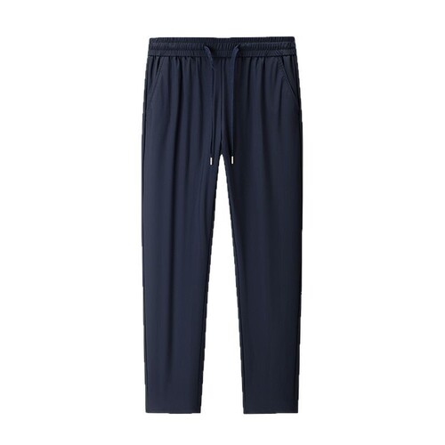 Men's Casual Straight Leg Pants with Elastic Waist 2025 Summer New Milk Silk Ice Silk Men's Pants