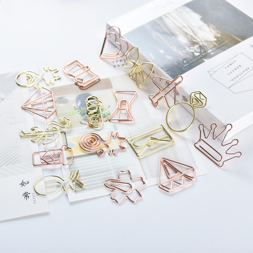 Cross-border hot-selling office binder clips wholesale novelty clips paper clips bookmarks creative gold binder clips manufacturer