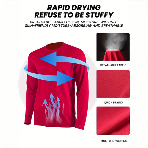 European and American Cross-border New Leisure Round Neck Long Sleeve Men's Sun Protection Quick-drying T-shirt Sports Running Leisure Spring and Autumn