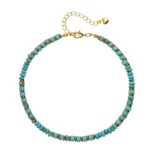 Bohemian style anklet 4mm turquoise abacus spacer bead anklet adjustable anklet blue turquoise beaded anklet