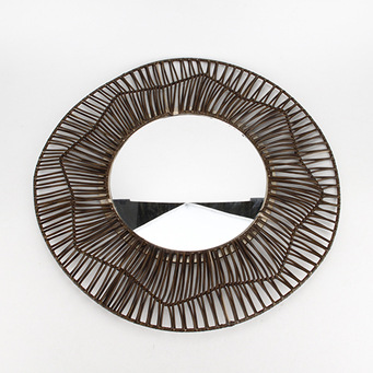 Cuerda de cáñamo retro espejo redondo artístico nórdico cama y desayuno cuarto de baño colgante de pared fotografía de celebridades Internet vestidor belleza espejo