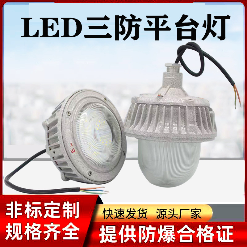 LED三防平台灯 防水防尘防腐防眩晕弯杆护栏立式户内外照明泛光灯