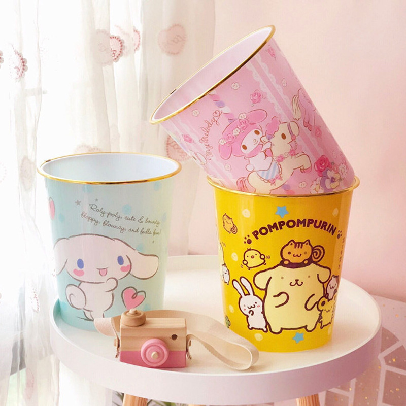 Cute Merlot Trash Bin Yugui Dog Household Girl's Bedroom Kitchen Plastic Waste Paper Basket Simple Living Room Toilet