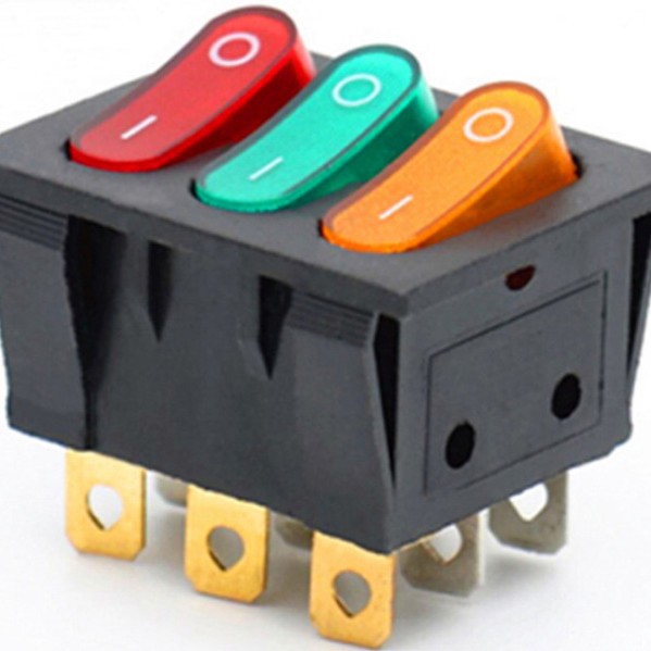 直销KCD9 九脚二档带灯大电流船形开关电源开关翘板开关