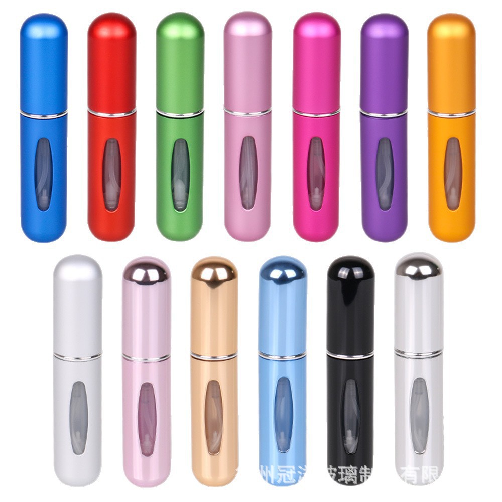 彩色香水瓶电化铝外壳自泵式底充香水精油喷雾瓶5ml补水液分装瓶