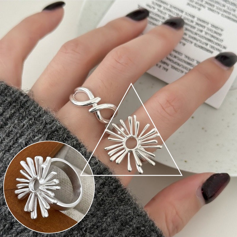 幾何学的な線の交差指輪の女性の冷たい風のシンプルなファッションS925銀メッキの口の指リングins風の指の指輪