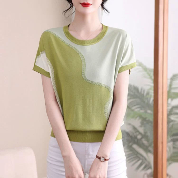 Летние топы для женщин среднего и пожилого возраста, модная новая одежда для мам 2025 года, рубашки из ледяного шелка, свободные футболки с короткими рукавами для бабушек.