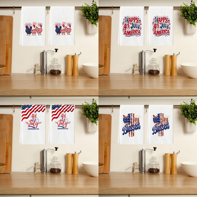 Red and blue kitchen towel for July 4th celebration party farmhouse kitchen towel restaurant decoration hand towel Red and blue kitchen towel for July 4th celebration party farmhouse kitchen towel restaurant decoration hand towel
