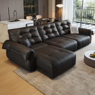 Foshan Italian Minimalist Electric Functional Sofa 2025 New Zero-Wall Retractable First-Layer Cowhide Drag Bed Combination