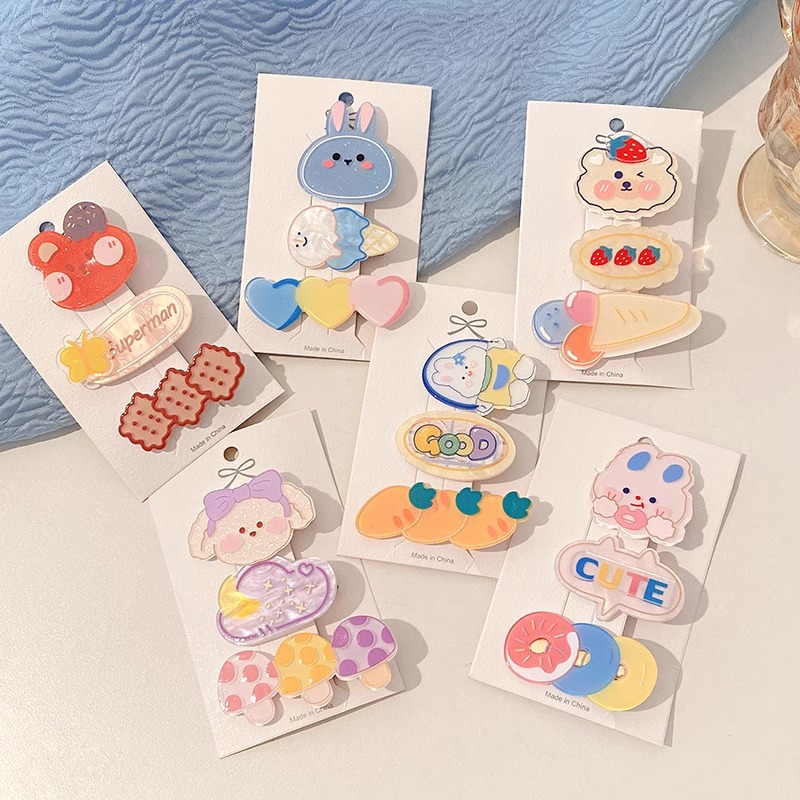 Caricatura encantadora pinza de pelo japonesa mujer lateral roto cabello de una palabra pinza de cabello para niños pequeños pinza de cabello de boca de pato