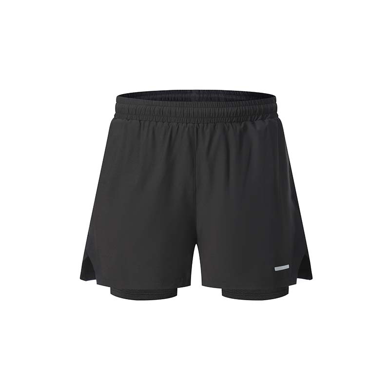 Verano hombres fitness correr doble secado rápido shorts maratón grupo correr deportes tres pantalones en stock impreso al por mayor