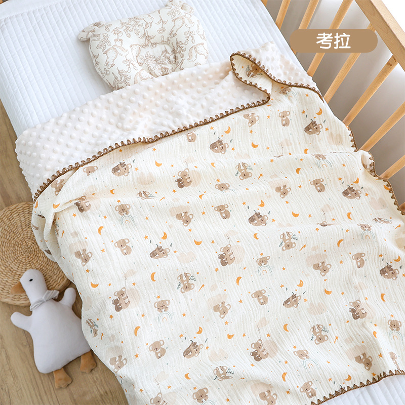 Venta al por mayor de dibujos animados Cuatro Estaciones edredón de bebé crepe manta de frijol recién nacido niños kindergarten edredón de bebé