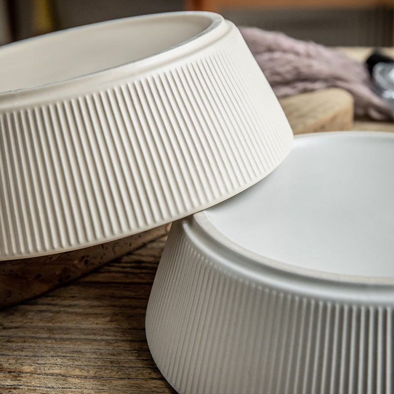 Xiaoyi Niebla en relieve textura ultra práctica tazón de verduras retrógrado tazón de cerámica tazón de ensalada personalidad simple y profunda exportación transfronteriza