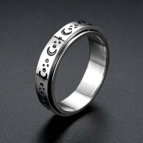 Amazon Anti-Anxiety Stress Relief Titanium Steel Rotating Ring Rings Fashionable Stainless Steel Couple Rings 