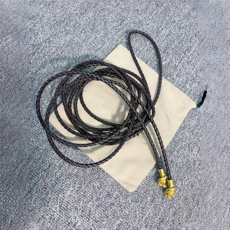 Ancient Gold Knotted Pendant Woven Waist Rope Knotted Small Leather Belt Leather Rope Knot Waist Accessory Dress Waist Cincher Trench Coat Tie Rope