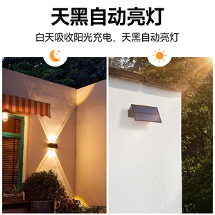 ♤ Solar Wall Washer Lamp Exterior Wall Spotlight Villa Outdoor Waterproof Beam Courtyard Outdoor Wall Lamp Lighting Home