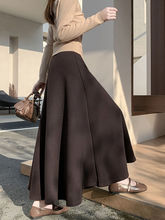 加厚毛呢半身裙秋冬女2025新款高腰显A字大摆长裙垂感气质伞裙