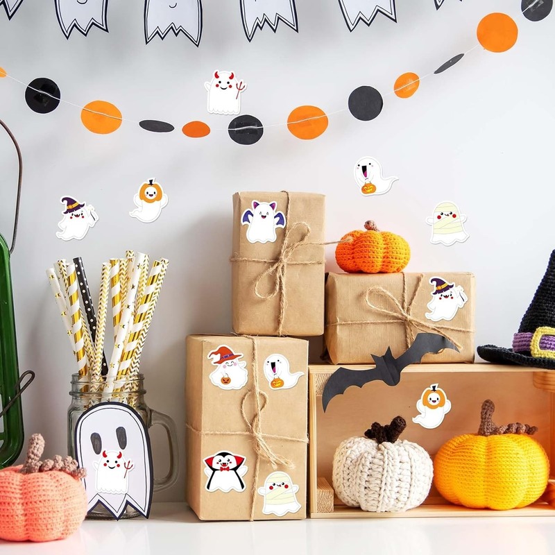 ホット販売ハロウィンシリーズゴーストギフト包装ラベルステッカー窓ガラス装飾粘着ステッカー|undefined