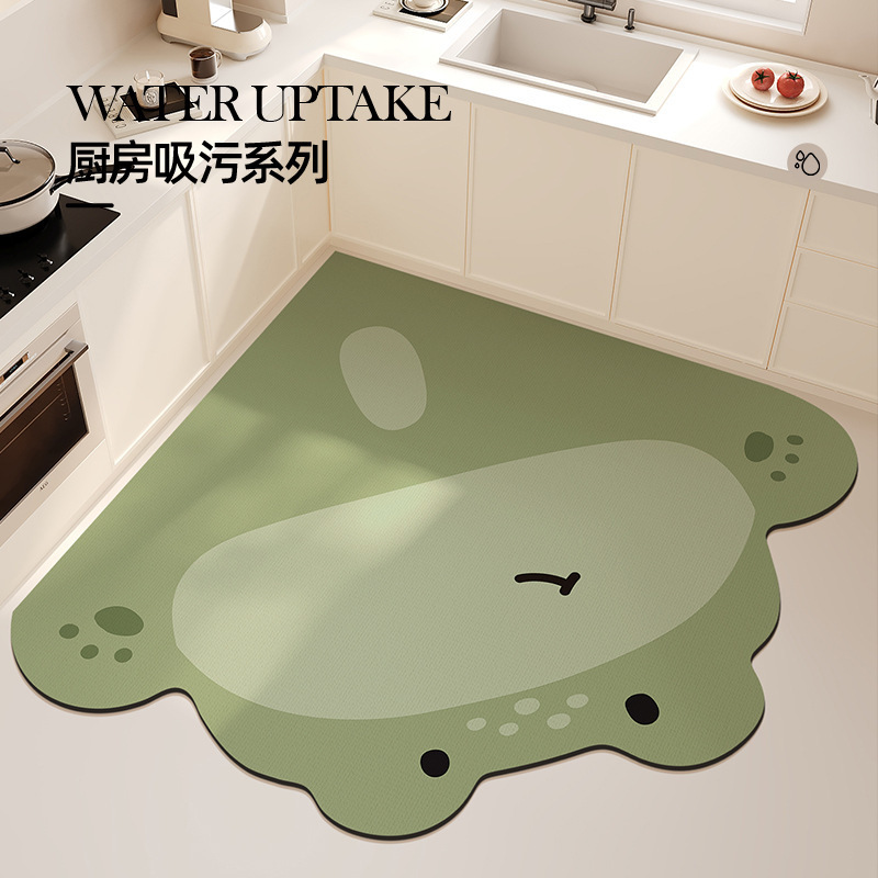 可爱小熊硅藻泥地垫厨房浴室吸水耐脏脚垫玄关防滑易打理门垫代发|undefined
