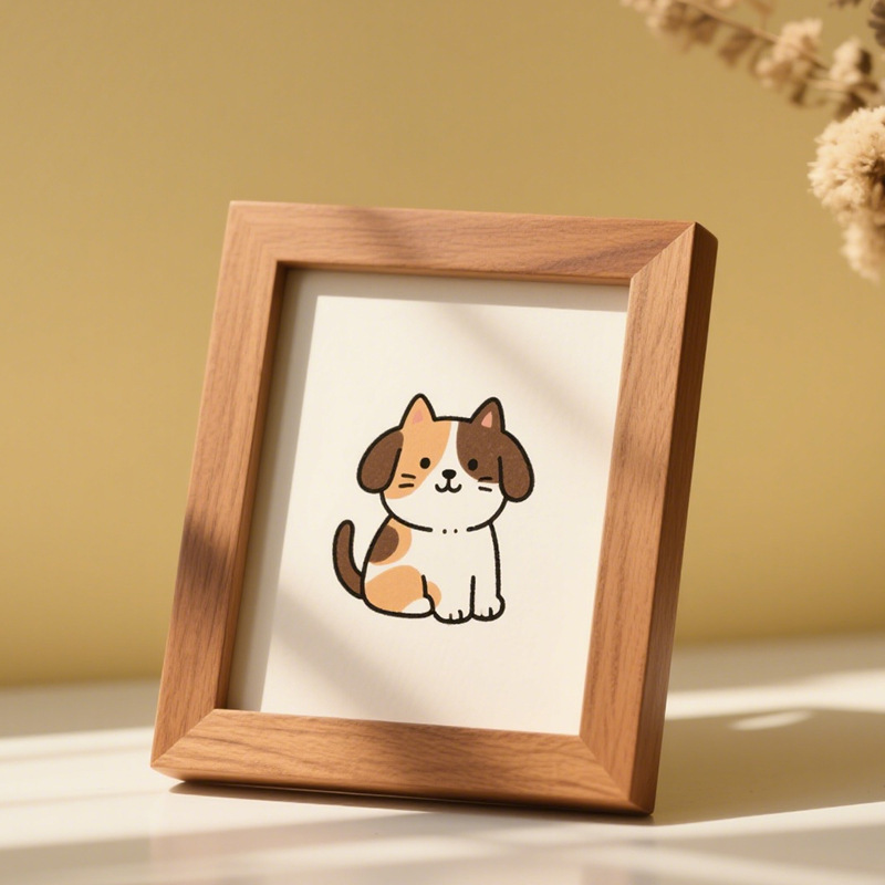 Little Red Book's Same Style Creative Wooden Photo Frame to Commemorate Pet Cats and Dogs, Office Decoration, Wall-Mounted Picture Frame, Handmade