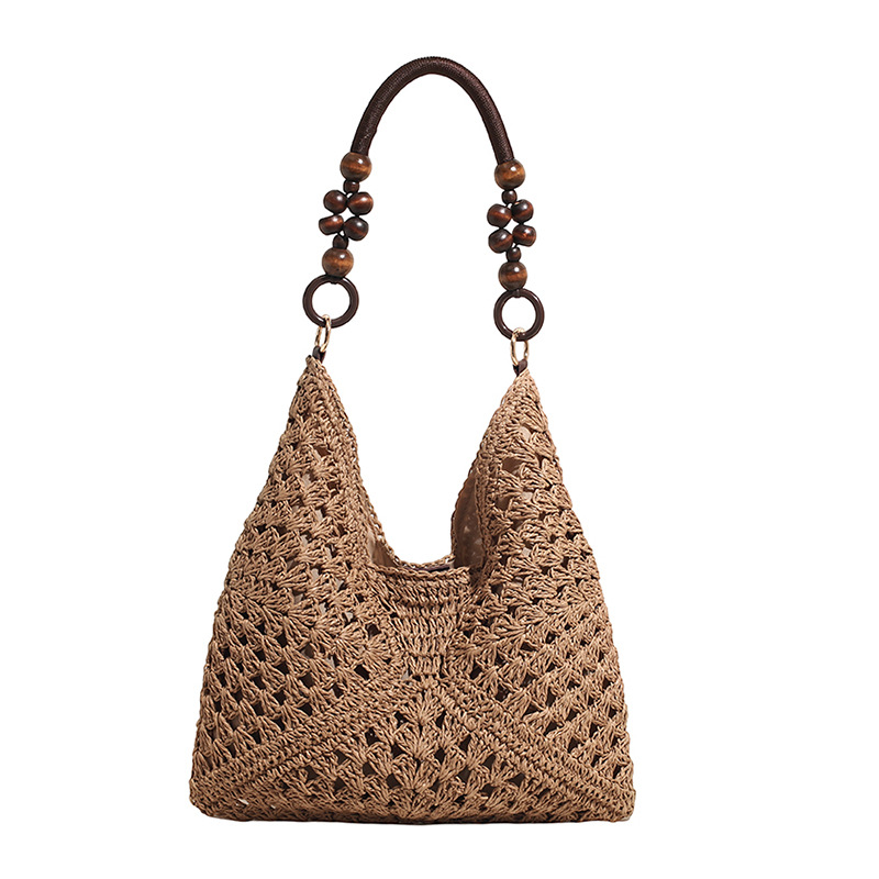 2025 New Summer Straw Woven Bag For Women, Hollow Out Shoulder Tote Bag For Beach Vacation, Woven Market Basket Bag - Thumbnail 5