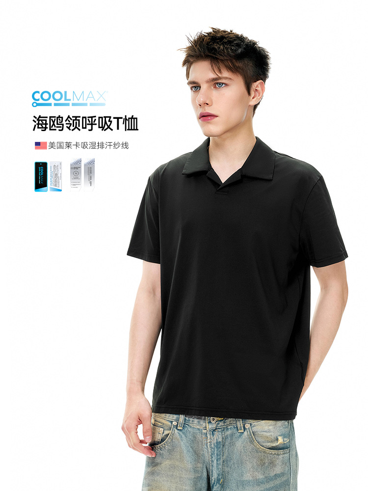 JIE ZHAN MEN'S | COOLMAX シーガルカラー Tシャツ 25年春夏新作 アウトドア 通勤 速乾 半袖 POLOシャツ