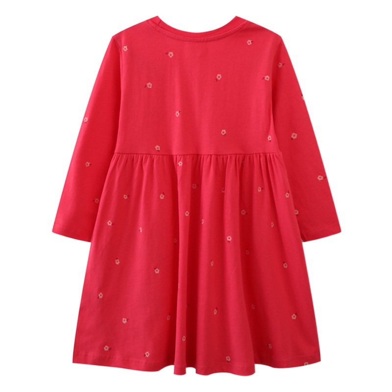 Otoño europeo y americano niñas Vestido de manga larga niños vestido lindo hogar niñas punto de algodón falda de otoño