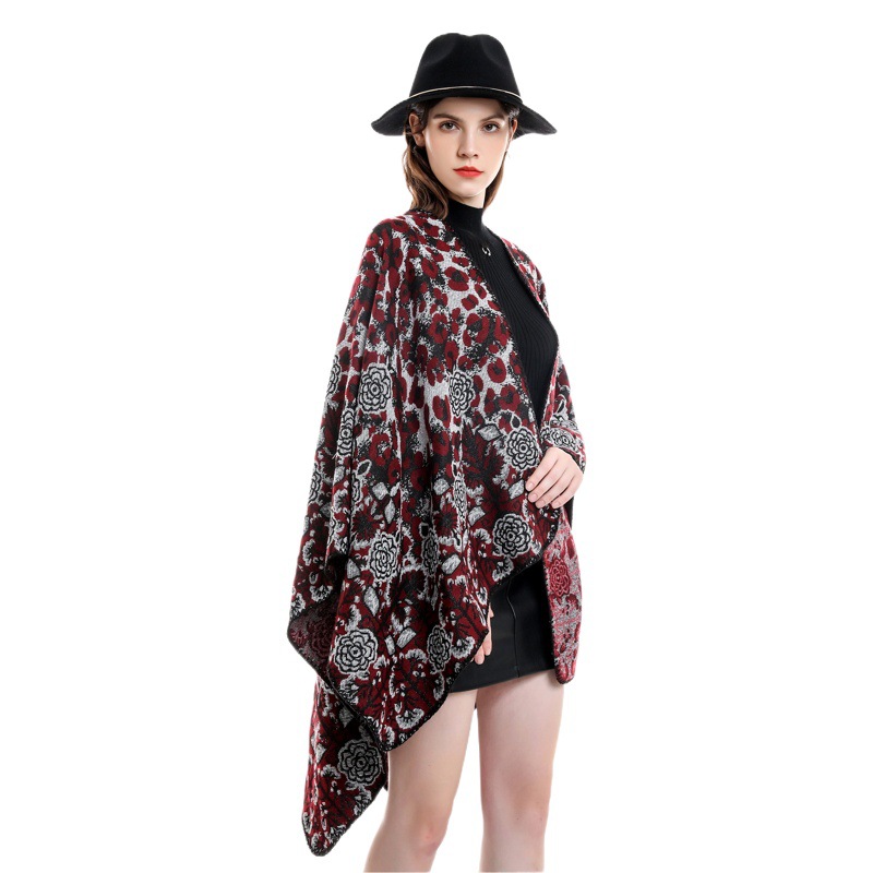 Mantón de la calle de Europa y América del Cabo de una sola pieza abrigo de las mujeres Otoño e Invierno estampado de leopardo patchwork patrón cálido chal