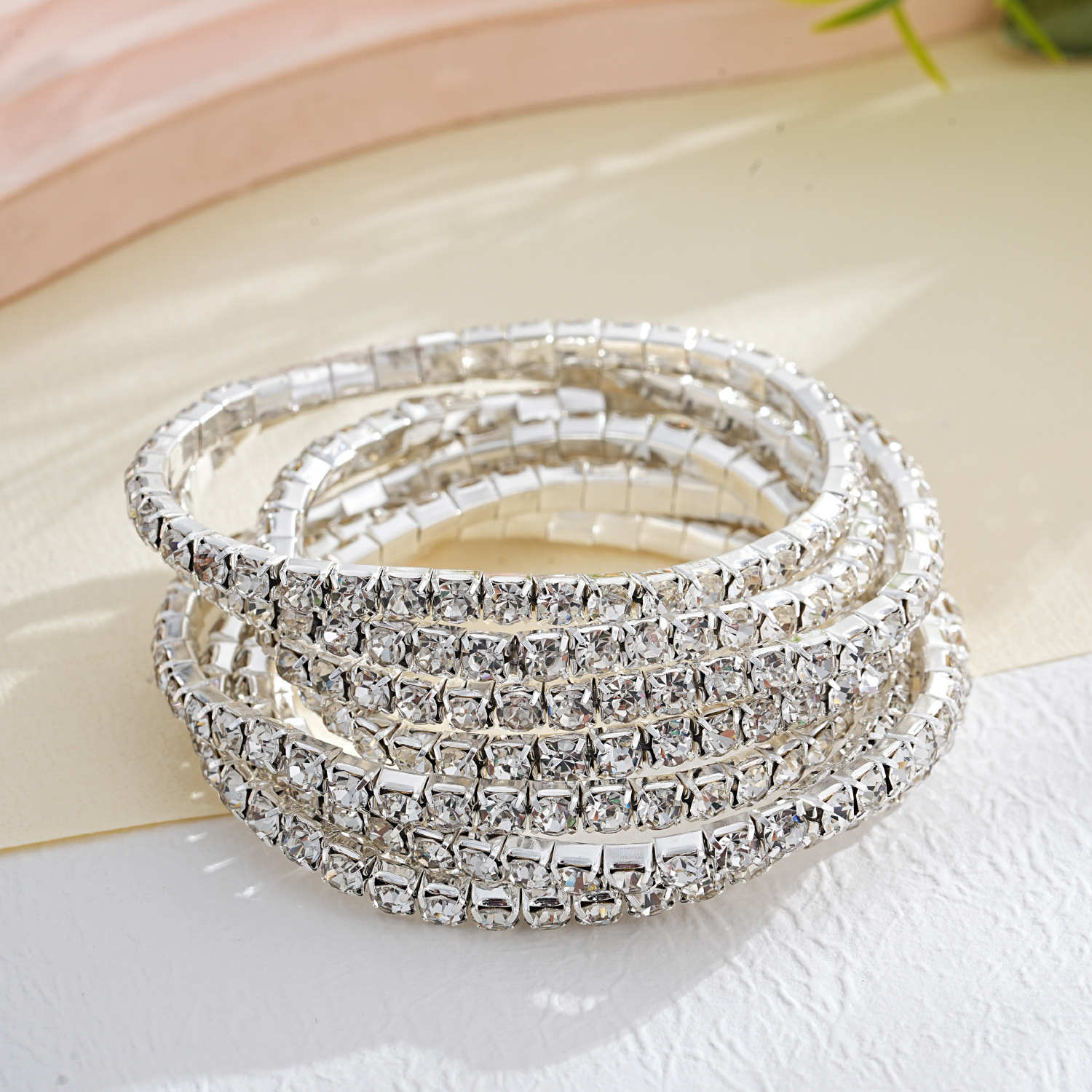 韩版时尚满钻单排弹力手链手饰厂家直销4.0MM简约水钻 AB钻