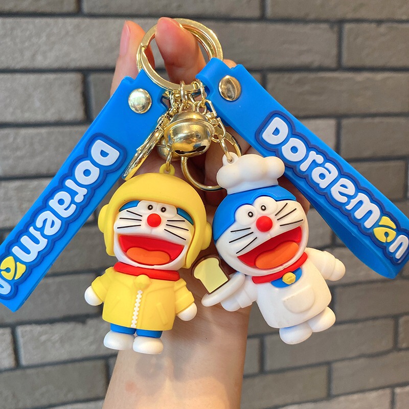 Dress-up Jingle Cat Keychain Doraemon Exquisite Silicone Doll Keychain Pendant Bag Hanging Small Gift