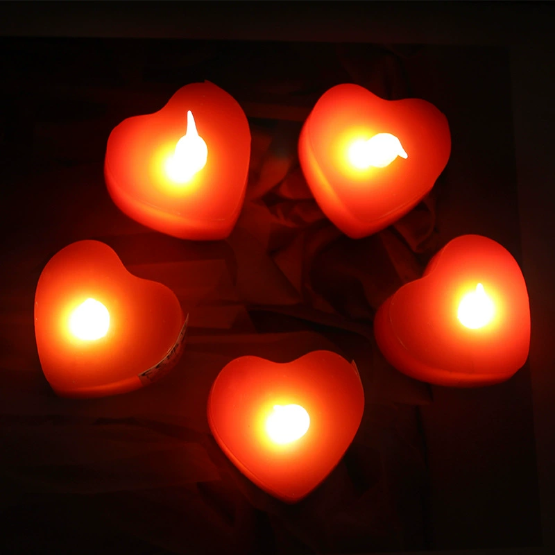 LED электронная свеча, для декора, в виде сердца, реквизит