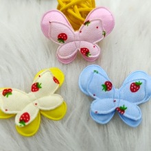 DIY儿童发饰配件 韩国头饰 双层印草莓蝴蝶贴片发夹边夹头箍配件