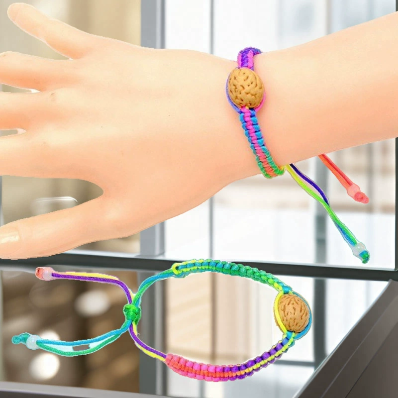 Children's red rope bracelet, hand-woven colorful cord, adjustable length