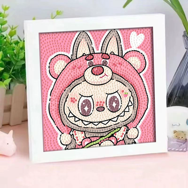 Кристальная вышивка DIY (Kuromi & KT Cat) 17×17 см фоторамка, набор наклеек в стиле мультфильма с полным заполнением