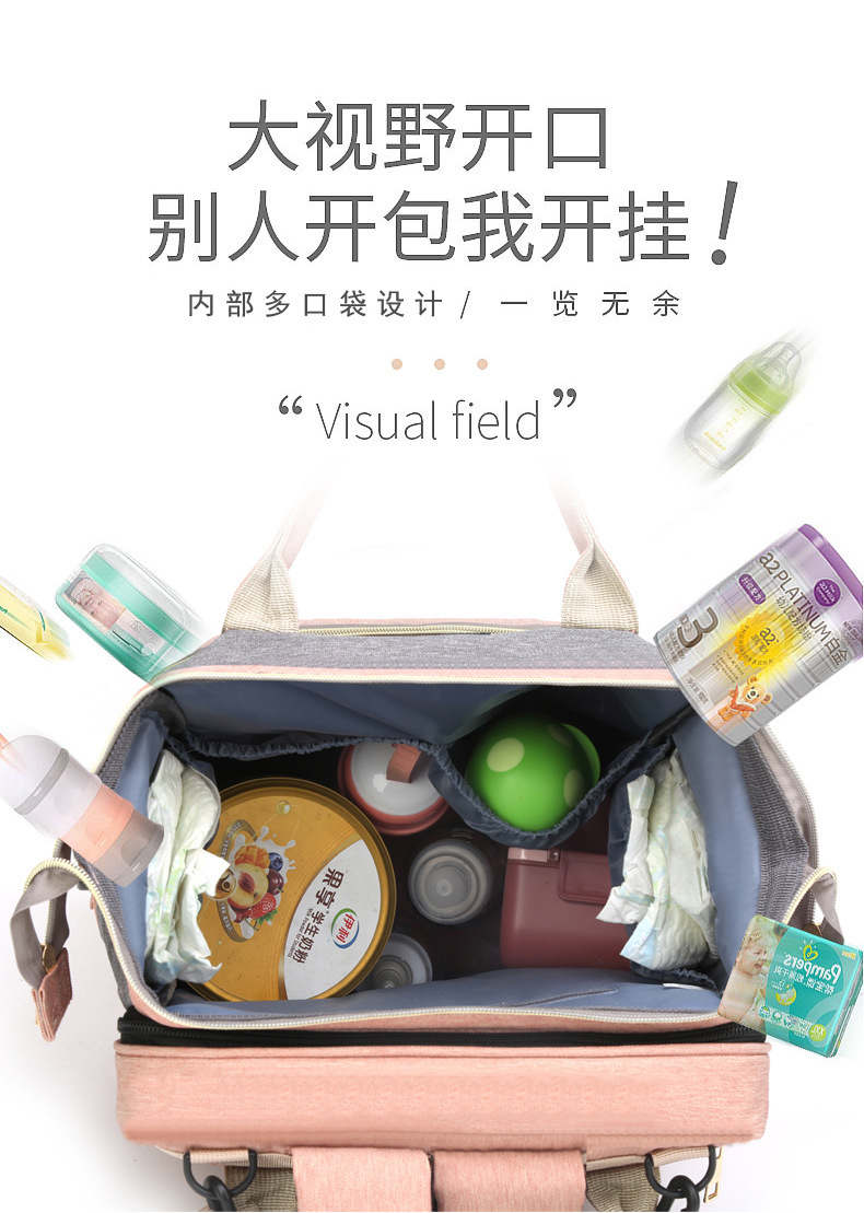 商品详情图_跨境新款升级折叠婴儿床妈咪包床双肩母婴包轻便婴儿