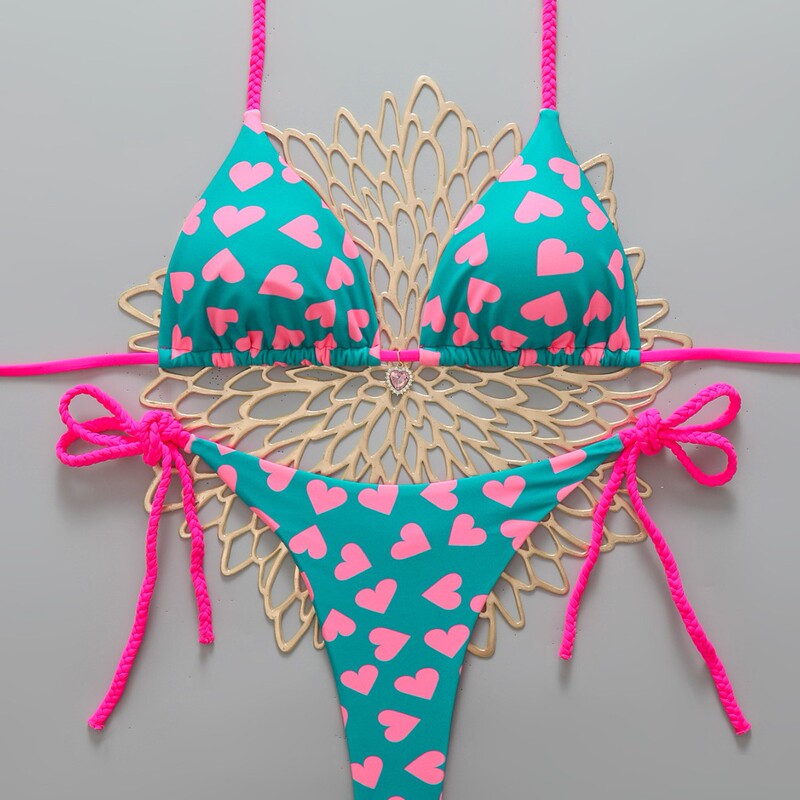 2026 New Cross-Border Bikini Amazon Hot-Selling Sexy Cute Beach Vacation Thong Bikini Swimsuit
