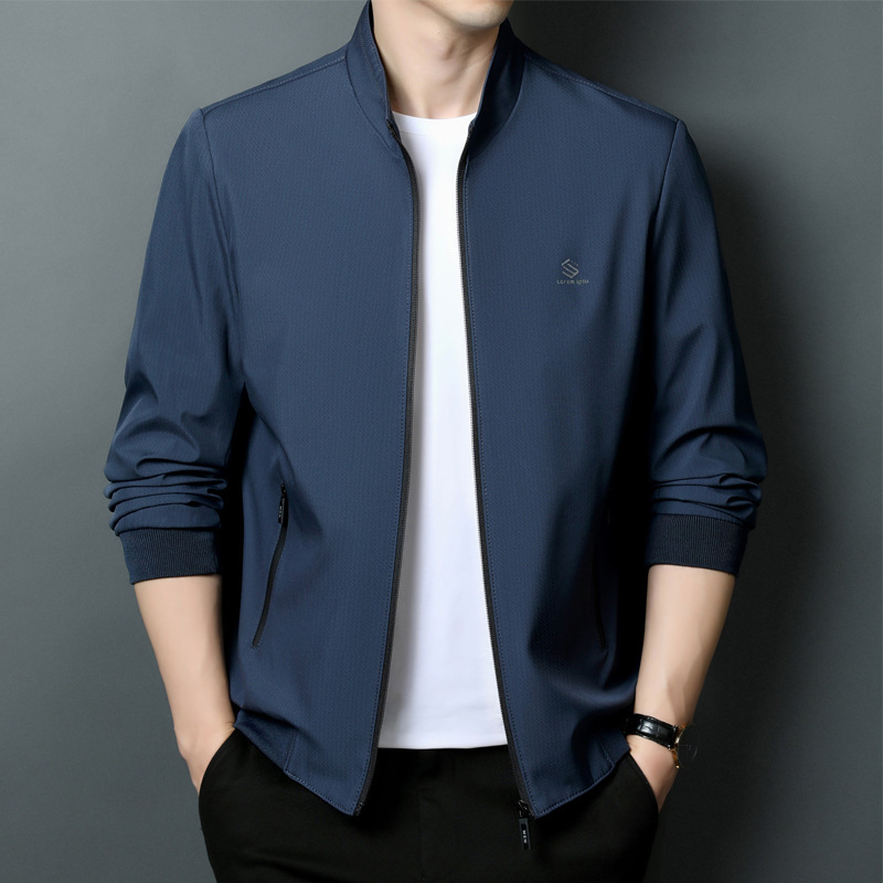 2025 Spring New Arrival Thin Jacket Men's Vertical Collar Business Casual Jacket Young and Middle-aged Men's Loose Top Trendy