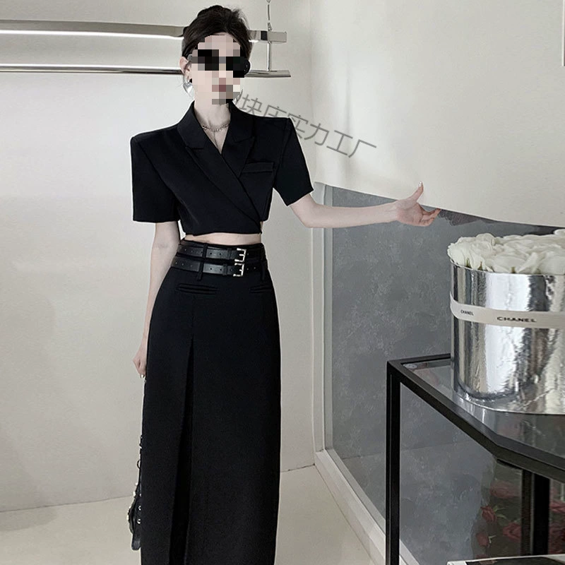 Hепберн стиль высокого уровня моды темперамент костюм юбка летняя новая короткая рубашка с высокой талией юбка с высокой талией