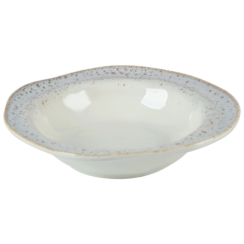 Alta sensación retro hecha a mano cubiertos de cerámica, carne, platos de comida occidentales, dulces, pan, platos, sopa de sopa