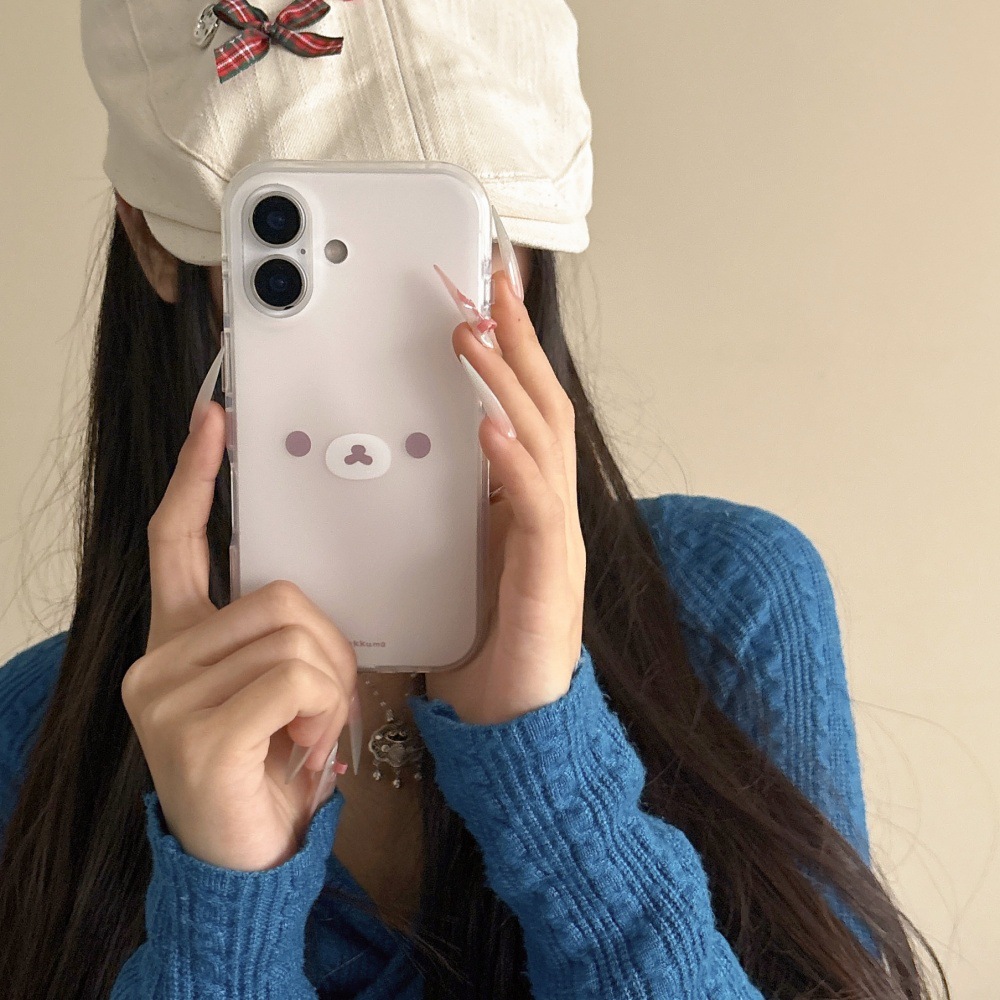 Expresión de oso lindo de dibujos animados simple para Apple 16ProMax funda para teléfono móvil 15 Apple 14 pareja 13 colgante