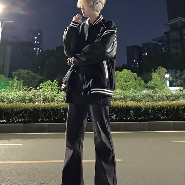 2024 Spring and Autumn Trendy Brand Retro Blue Harlan Jeans Pantalones casuales de pierna ancha pequeños y cónicos sueltos de todo fósforo para hombres