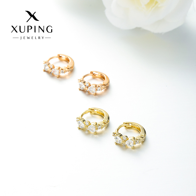 Xuping European and American Cross-Border Inlaid Artificial Gemstone Small Bowknot Earrings Simple Everyday Elegant Earrings for Women