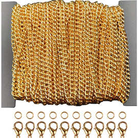 39英尺锁链项链链条 2.5 毫米宽,带 30个龙虾扣 珠宝制作套件