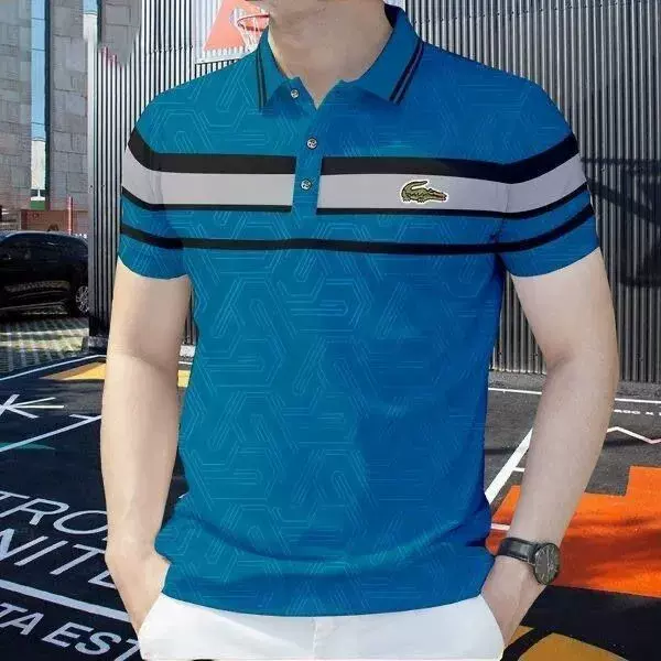 跨境热销2025夏季新款数码印花男士POLO衫潮流时尚帅气百搭休闲