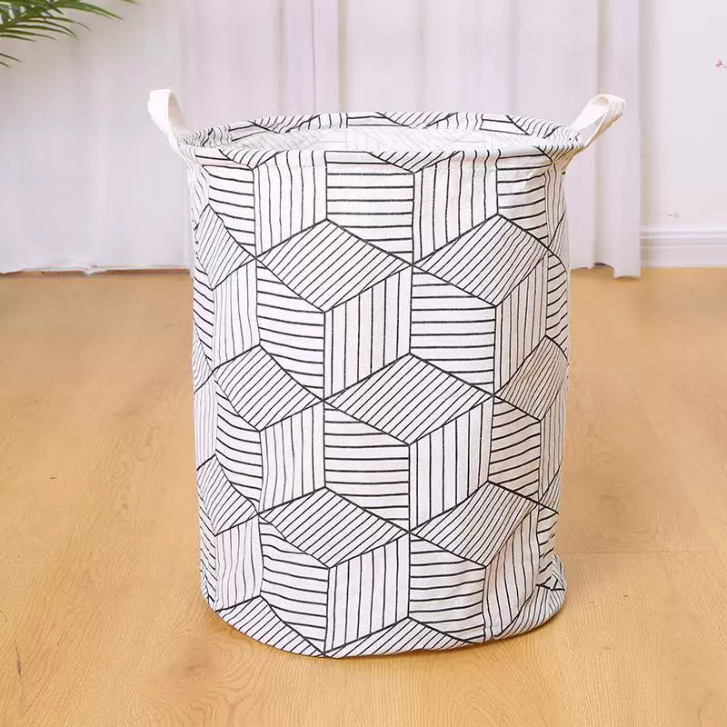Laundry Basket, Cotton & Linen Foldable Waterproof Bin, Modern 35×43 cm, Patterned Storage