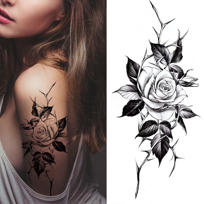 Tatuaje Temporal de Flores Boceto de Papel de Transferencia al Agua, Impresión por Transferencia de Agua, para Cuerpo image 54