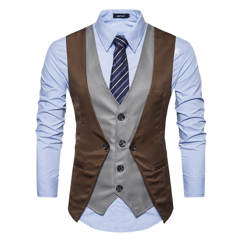 Amazon Foreign Trade, Мужской однобортный Повседневный жилет из двух частей с имитацией Европейской строчки, Мужской приталенный жилет в Корейском стиле