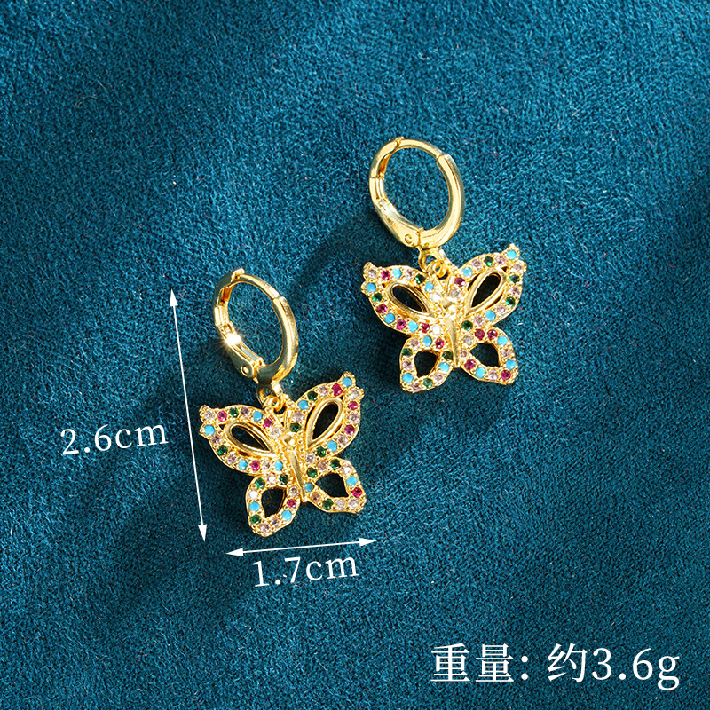 Vietnam Shajin Estilo europeo y americano Estilo explosivo Collar de mariposa Diamante de mujer Destello exquisito Lujo ligero Pendientes de alta gama al por mayor